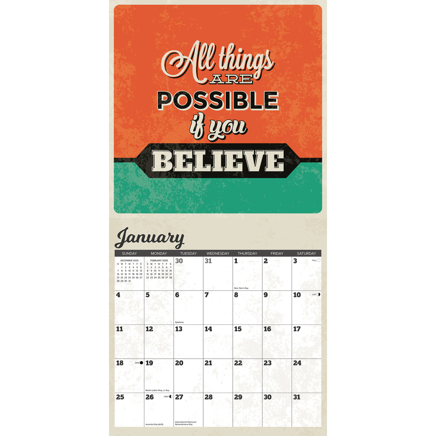 2026 Willow Creek Press Inspirational Monthly Wall Calendar, 12in x 12in, Positive Affirmations, January To December, 52464 - Image 3