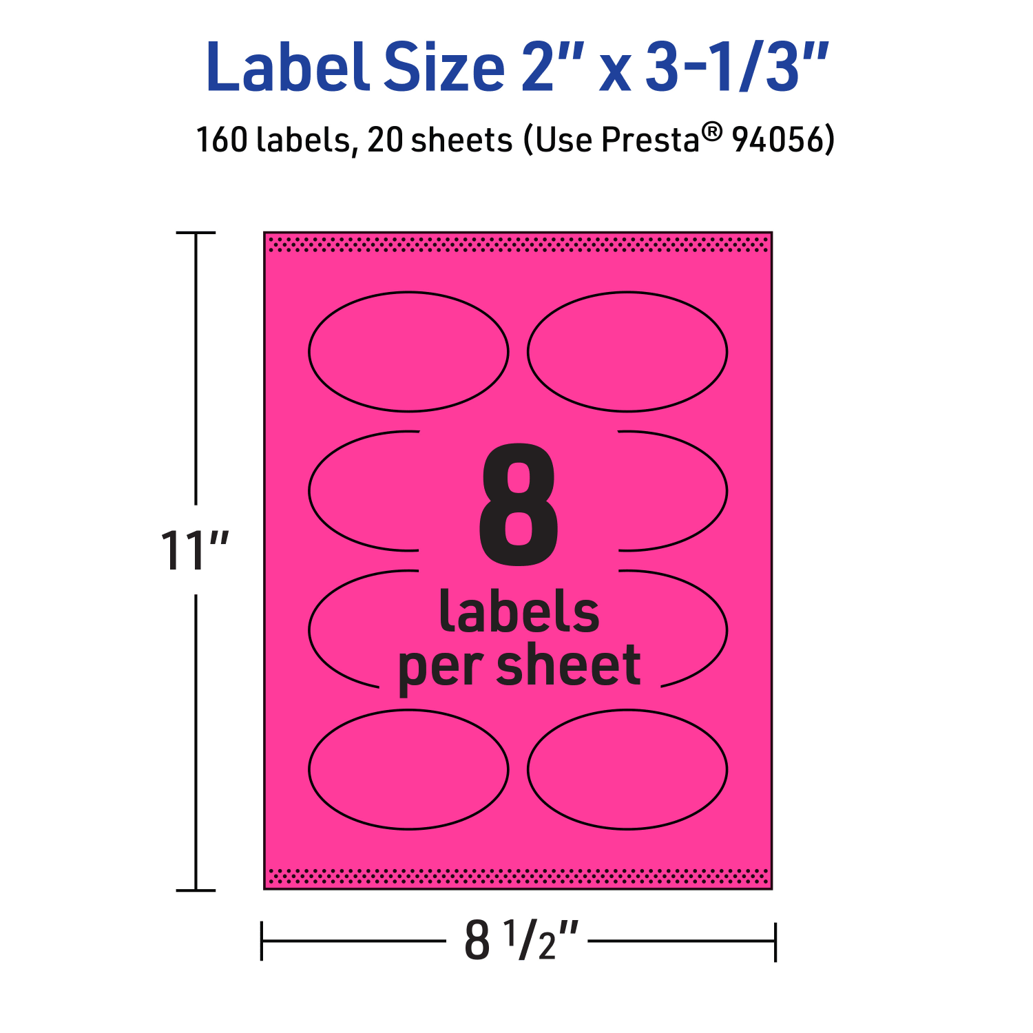 Avery Print-To-The-Edge Labels With Sure Feed Technology And Easy Peel, 94056-NMP20, Oval, 2in x 3-1/3in, Matte Neon Magenta, Pack of 160 - Image 6
