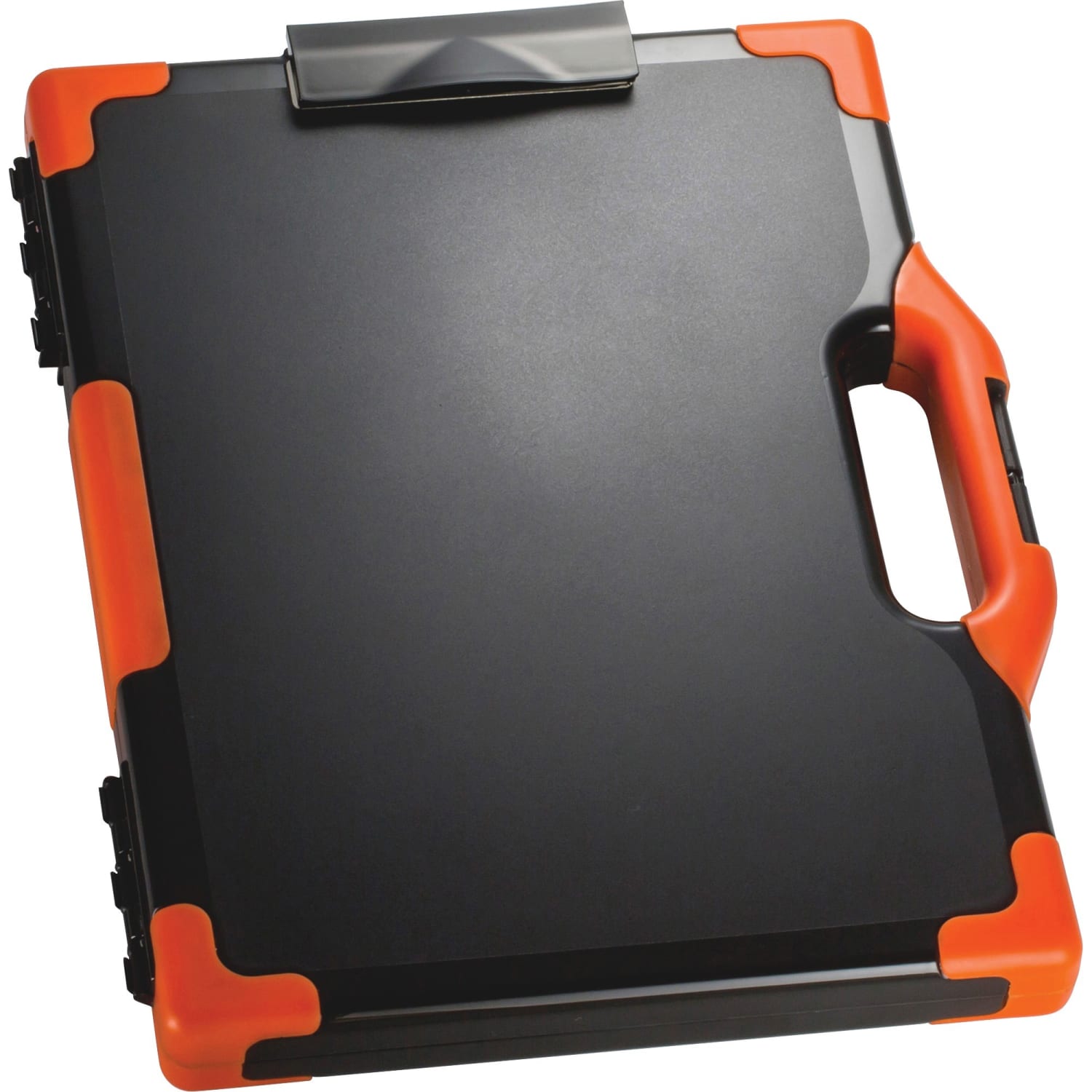 Officemate OIC Carry-All Clipboard Box, 15 1/2inH x12 1/2inW x 2 1/4inD, Black/Orange - Image 5