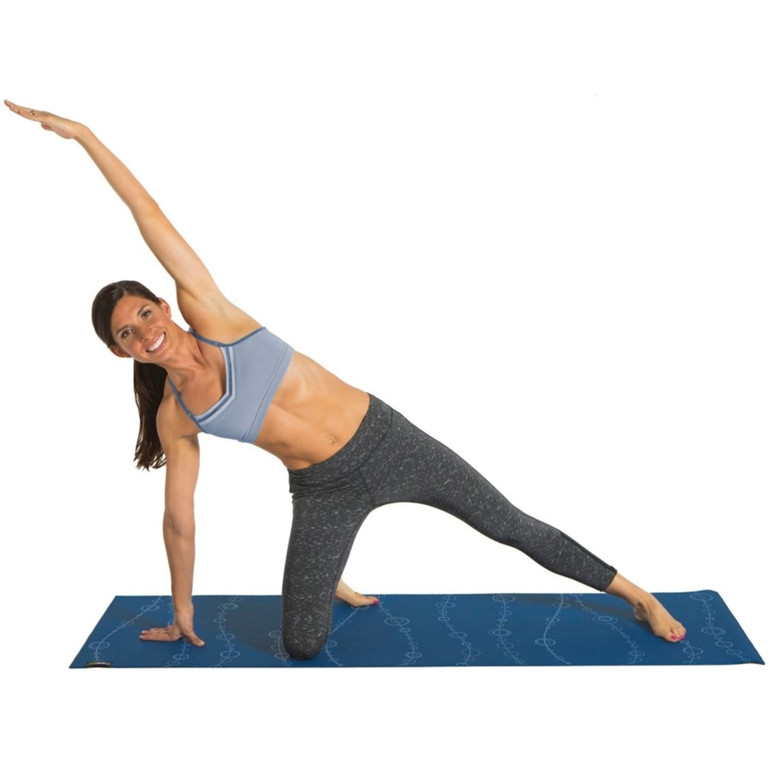 GoFit Designer Yoga Mat-Bubbles - Yoga, Exercise, Stretching - 68in Length x 24in Width - Rectangular - Bubbles - Blue - Image 6