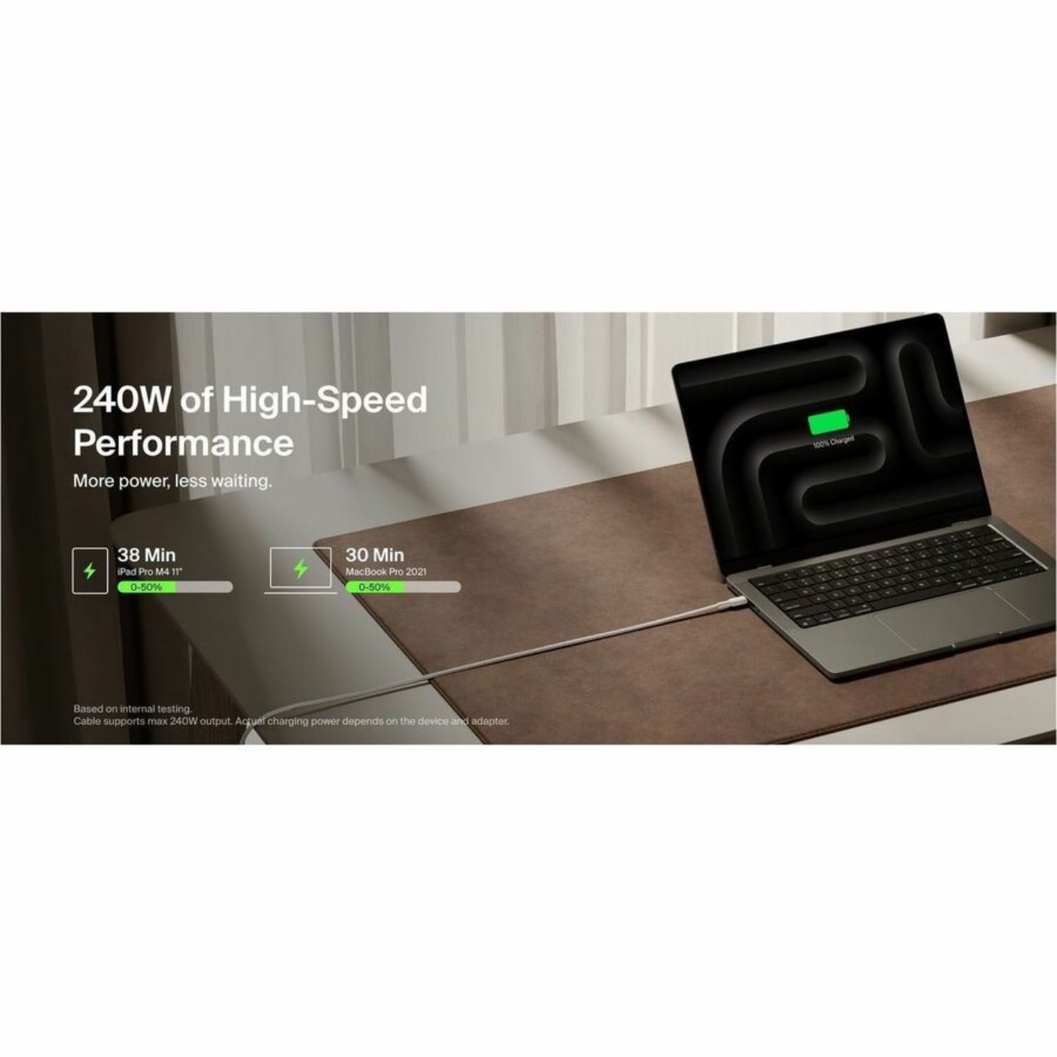 Belkin BoostCharge Pro Braided USB-C To USB-C 240W Charging Cable, Sand - Image 6