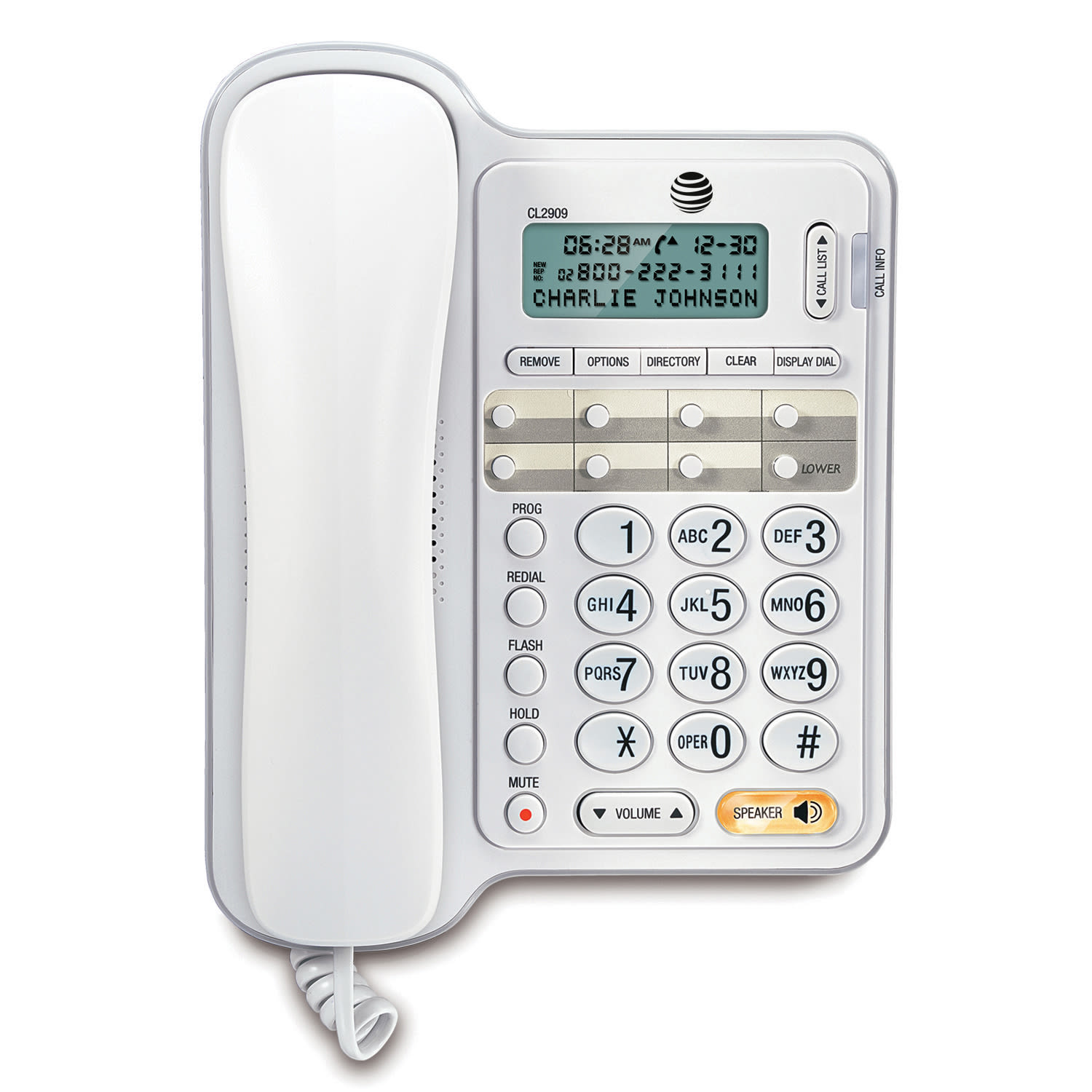 AT&T CL2909 Corded Phone with Speakerphone and Caller ID/Call Waiting, White - Image 3