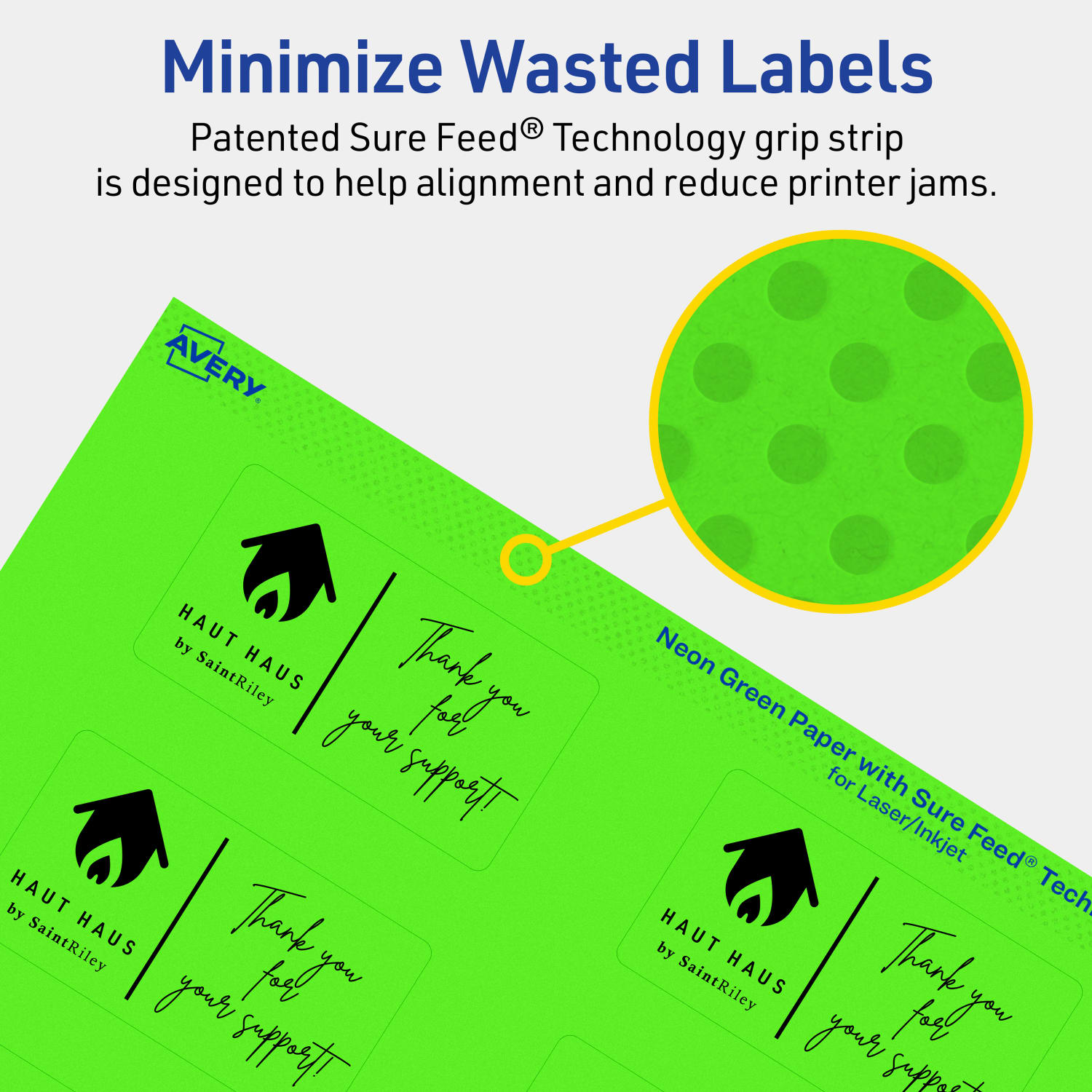 Avery Print-To-The-Edge Labels With Sure Feed Technology And Easy Peel, 94230-NGP80, Rectangle, 1-1/2in x 2-3/4in, Matte Neon Green, Pack of 800 - Image 5