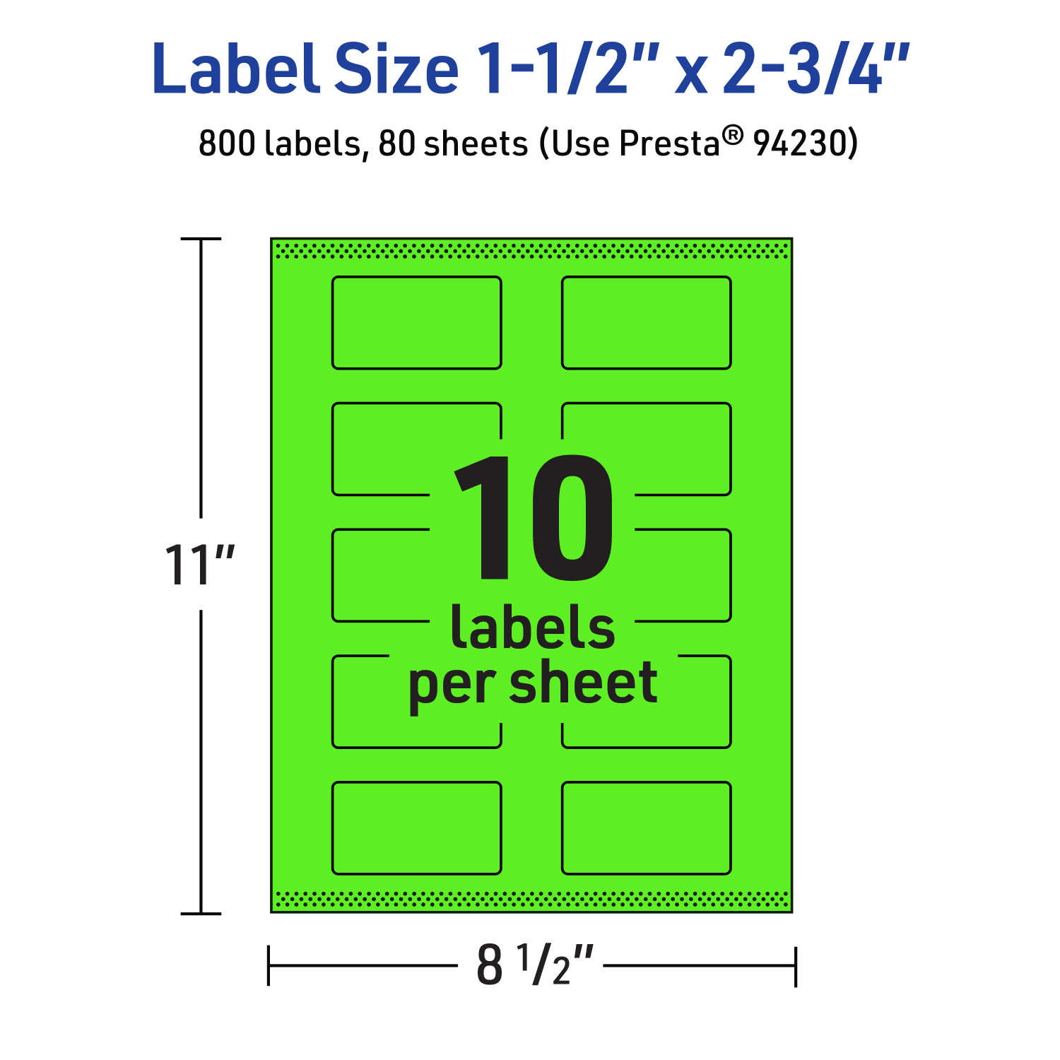 Avery Print-To-The-Edge Labels With Sure Feed Technology And Easy Peel, 94230-NGP80, Rectangle, 1-1/2in x 2-3/4in, Matte Neon Green, Pack of 800 - Image 6
