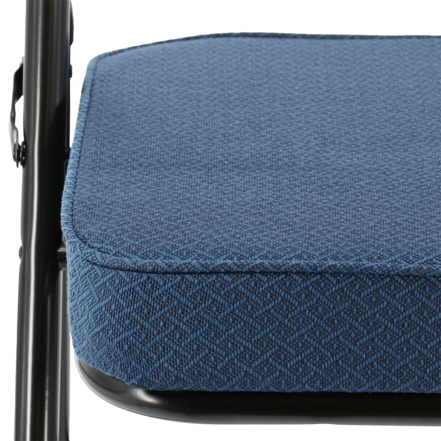 Elama Metal Folding Chairs With Padded Seats Dark BlueBlack Set Of 4 Chairs PopularChairscom
