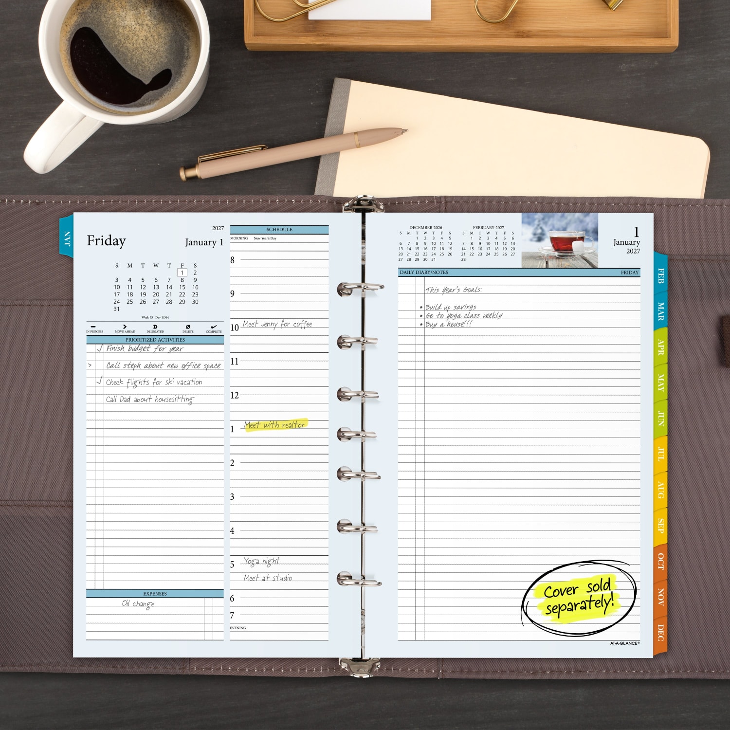 AT-A-GLANCE 2027 Zenscapes Daily Monthly Planner Two Page Per Day Refill, Loose-Leaf, Desk Size, 5 1/2in x 8 1/2in - Image 3