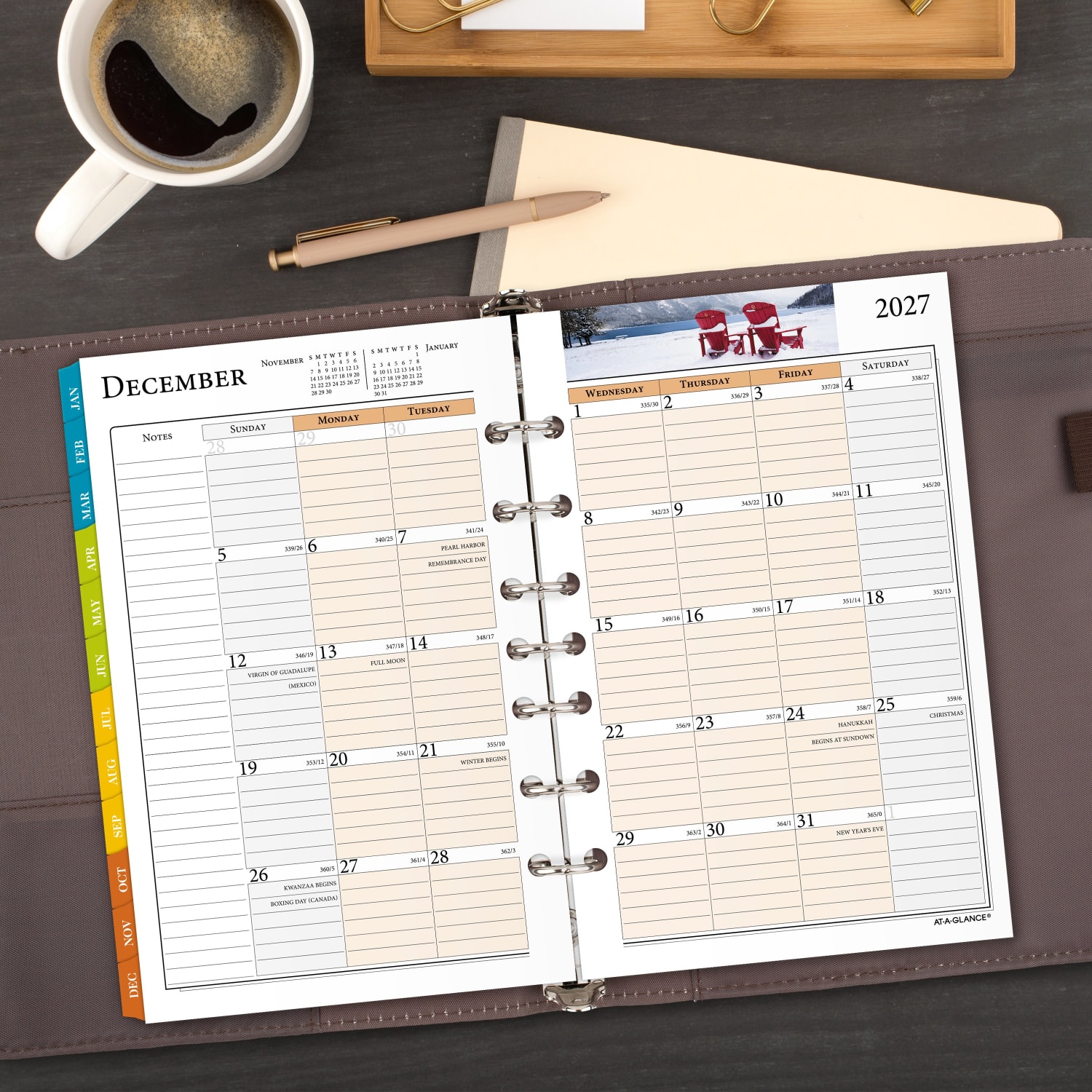 AT-A-GLANCE 2027 Zenscapes Daily Monthly Planner Two Page Per Day Refill, Loose-Leaf, Desk Size, 5 1/2in x 8 1/2in - Image 4