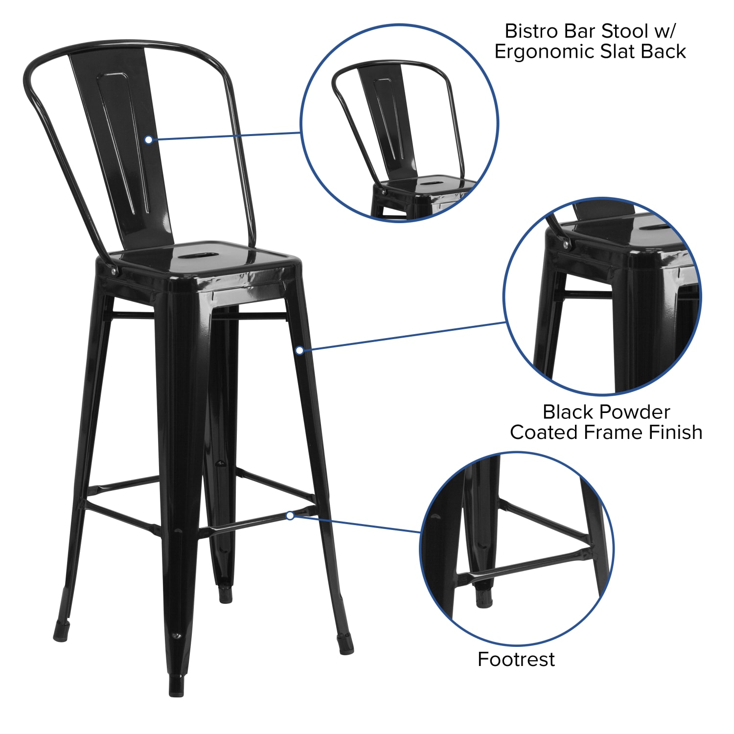 Flash Furniture Commercial Grade High Back Bar Stool Black PopularChairscom