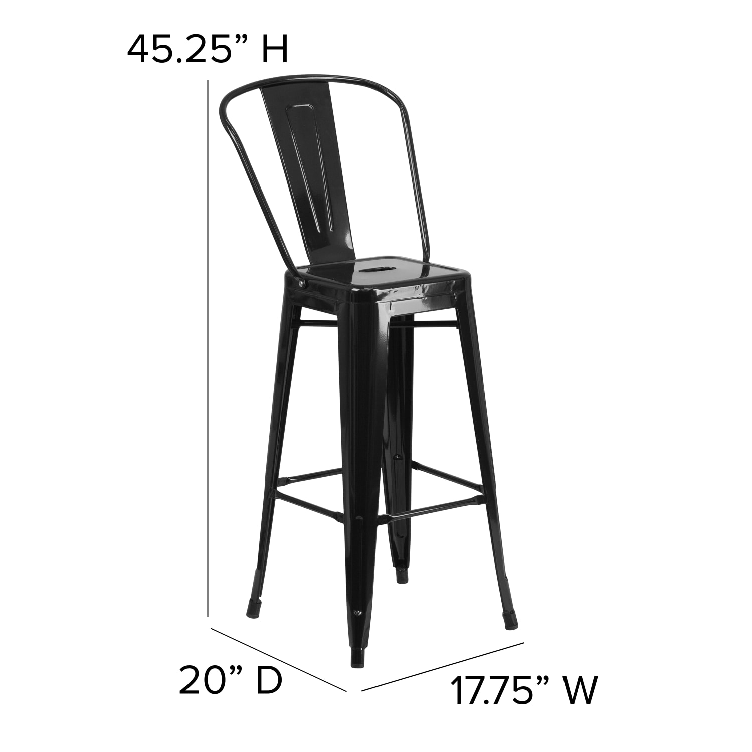 Flash Furniture Commercial Grade High Back Bar Stool Black PopularChairscom