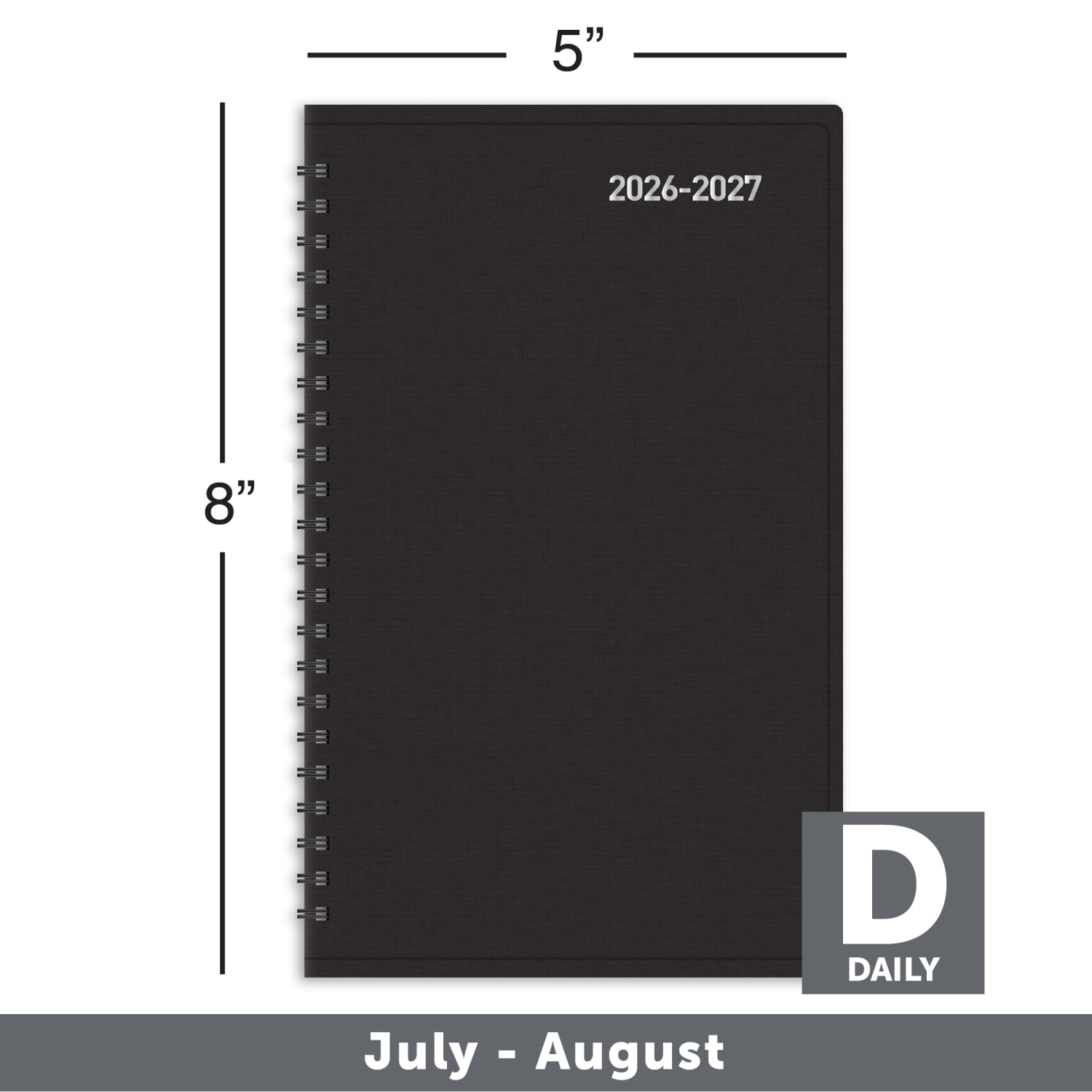 2026-2027 Office Depot Brand 14-Month Daily Academic Planner, 5in x 8in, 30% Recycled, Black, July 2026 To August 2027 - Image 4