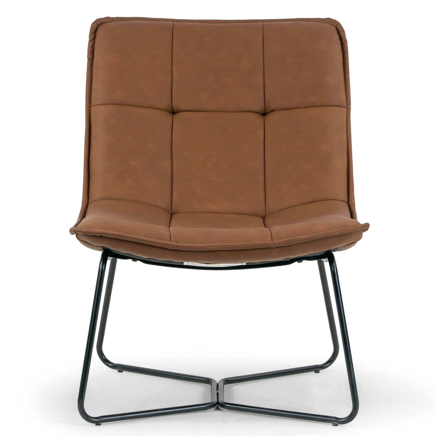 Glamour Home Aurele Faux Leather Accent Chair With Metal Legs, Brown - Image 3