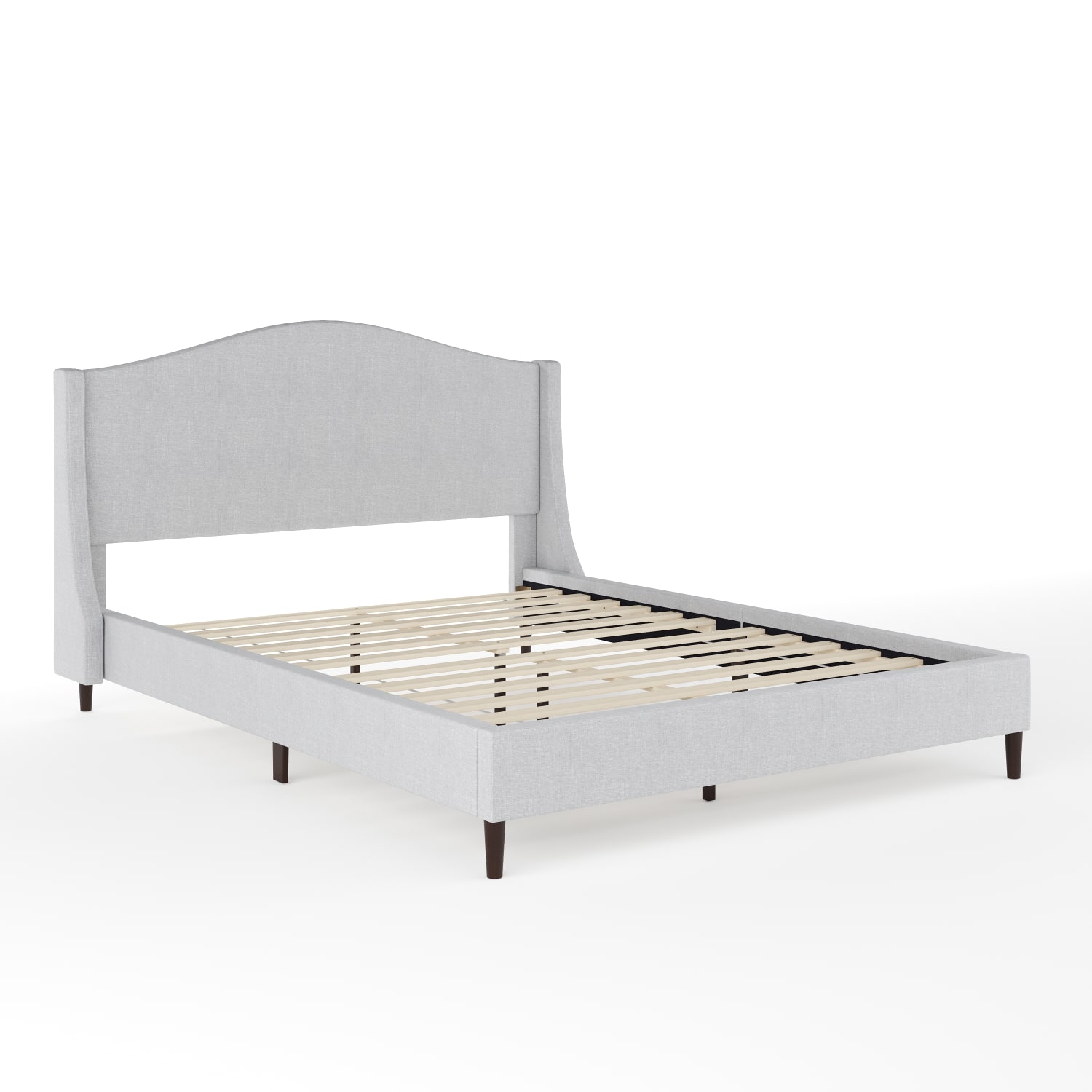 Martha Stewart Amelia Upholstered Platform Bed with Curved Headboard and Cushioned Siderails - TW3WDB02BQGY - Image 3