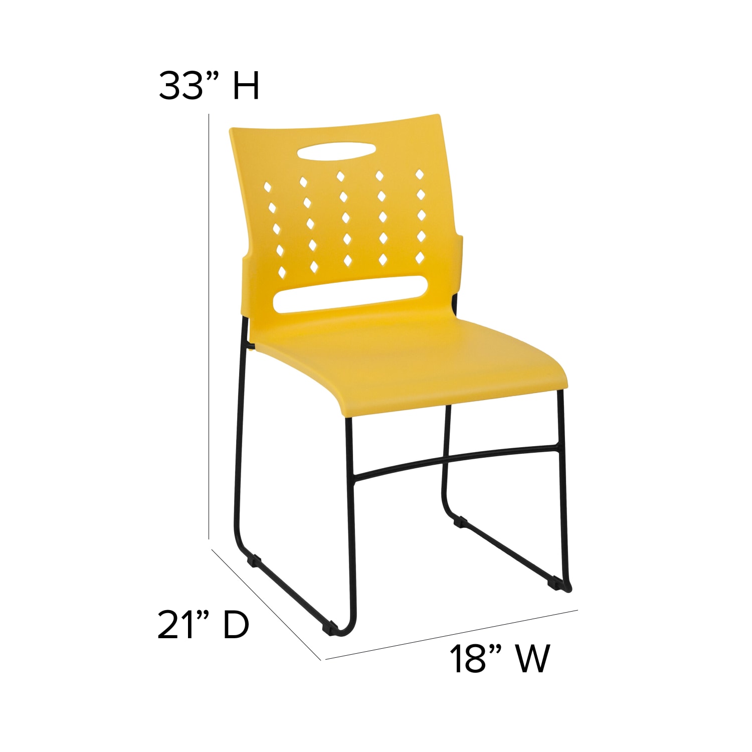 Flash Furniture Sled Base Stacking Chairs With Handles And Air Vent Backs Yellow PopularChairscom