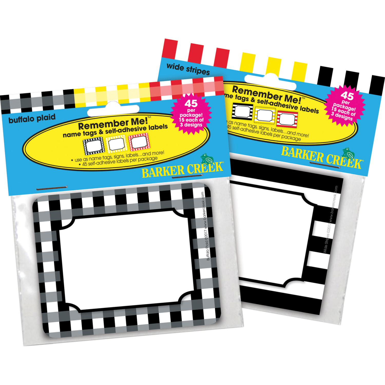 Barker Creek Name Tags, 2 -3/4 x 3 1/2", Buffalo Plaid/Wide Stripes, 45 Name Tags Per Pack, Case Of 2 Packs - Image 5