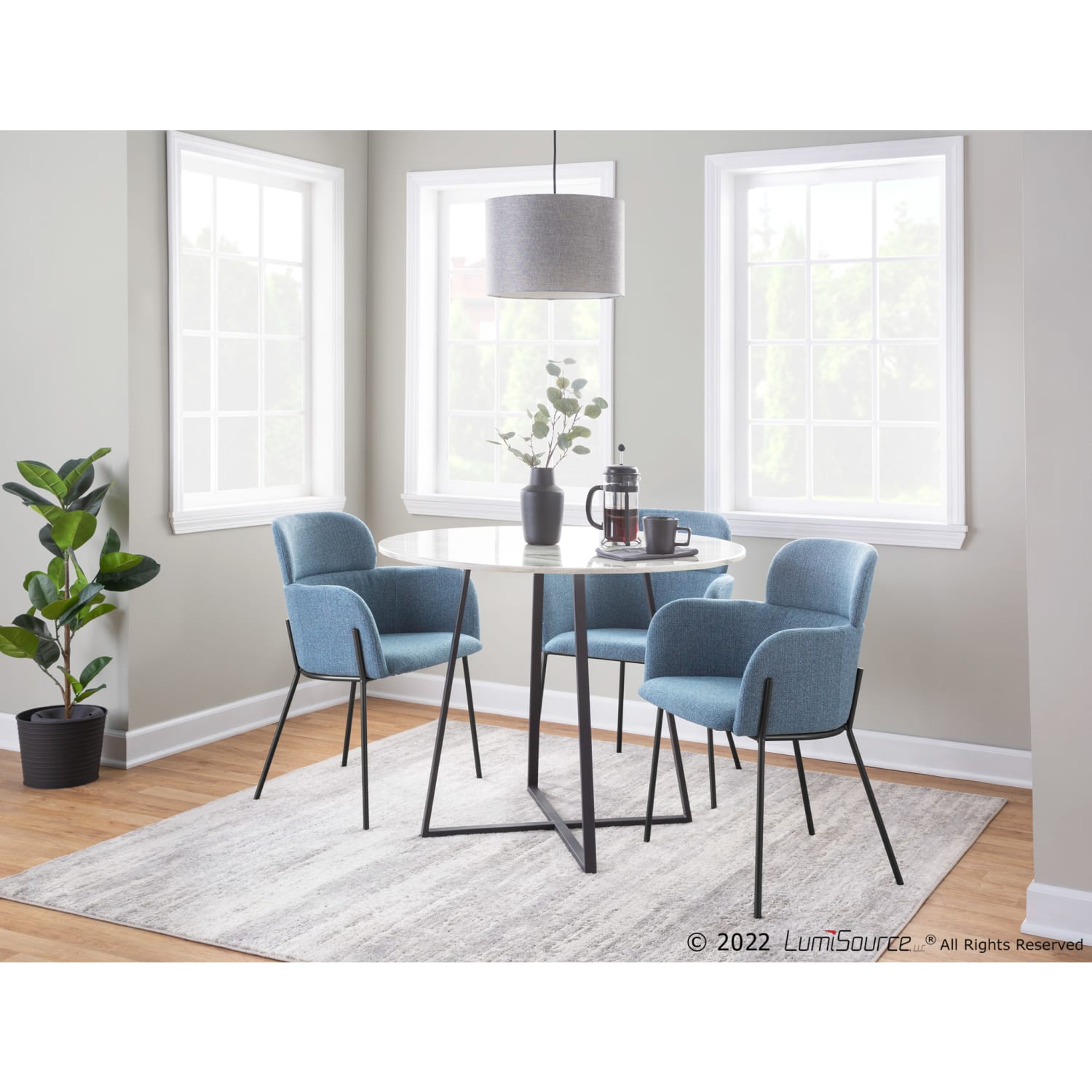 LumiSource Milan Chairs, Blue Noise/Black, Set Of 2 Chairs - Image 5