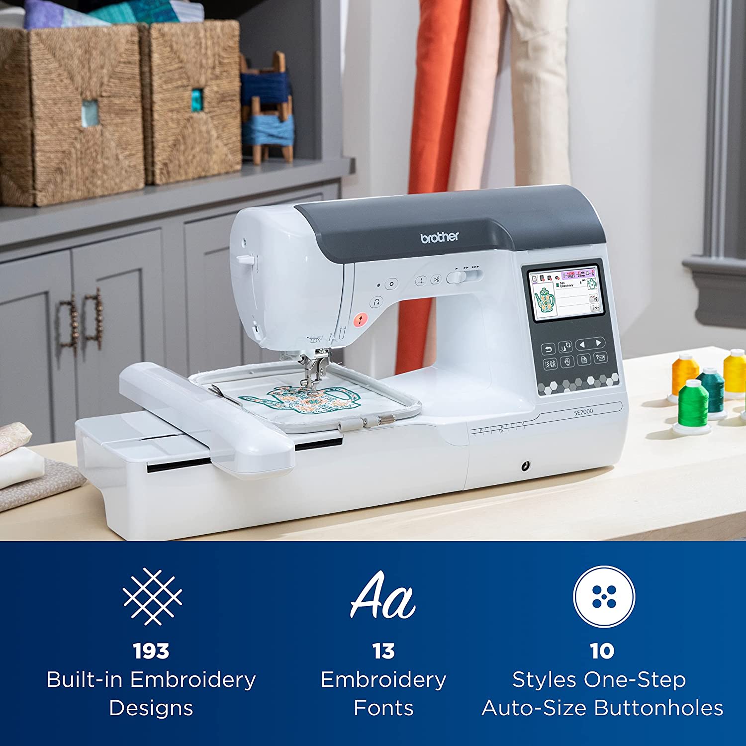 Brother SE2000 Computerized Sewing And Embroidery Machine, White - Image 4