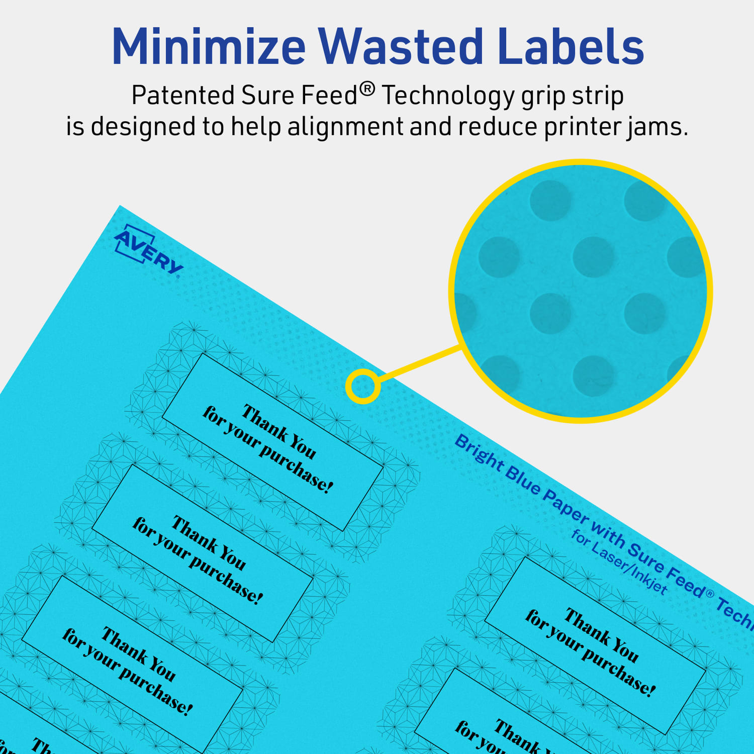 Avery Print-To-The-Edge Labels With Sure Feed Technology And Easy Peel, 94201-BBP80, Rectangle, 1in x 2-5/8in, Matte Bright Blue, Pack of 1280 - Image 5