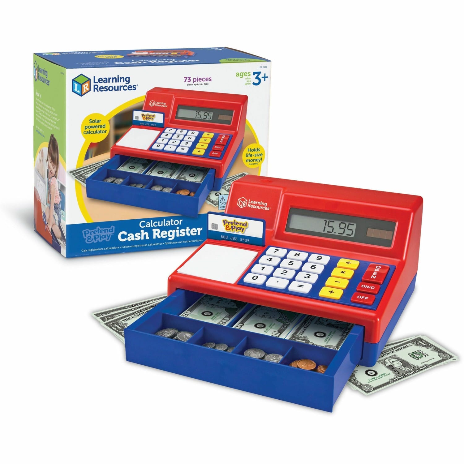 Learning Resources Pretend & Play Calculator Cash Register, 5 3/4inH x 9 1/2inW x 10 1/2inD, Grades Pre-K - 3 - Image 6