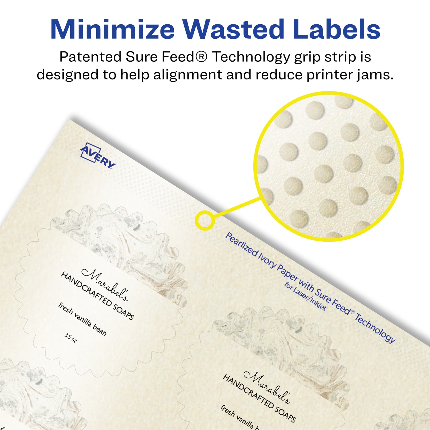 Avery Pearlized Permanent Labels With Sure Feed, 94608-PIP50, Starburst, 2-1/4in, Ivory, Pack Of 600 Labels - Image 5