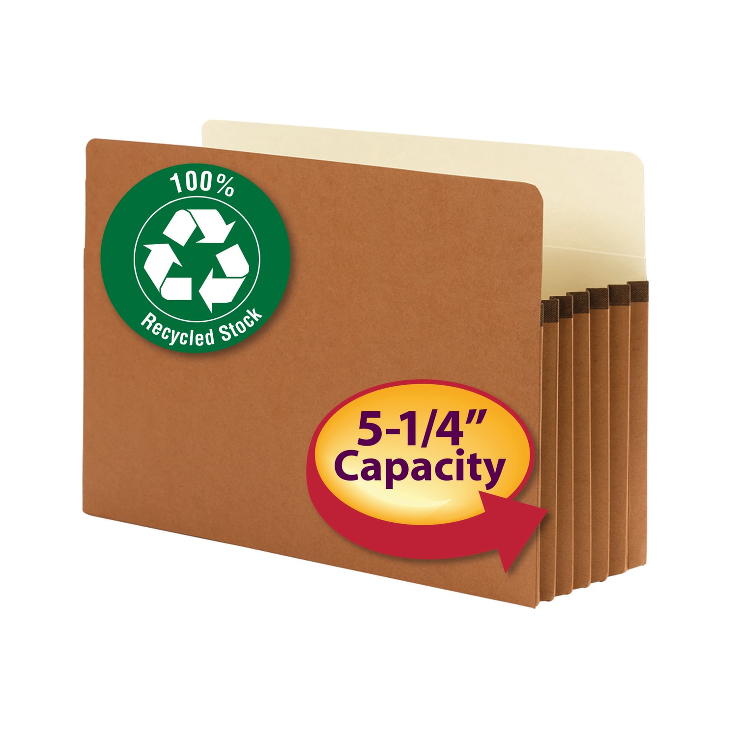 Smead Expanding File Pocket With Tear Resistant Gusset, Legal Size, 5 1/4in Expansion, 100% Recycled, Redrope, Box Of 10 - Image 3