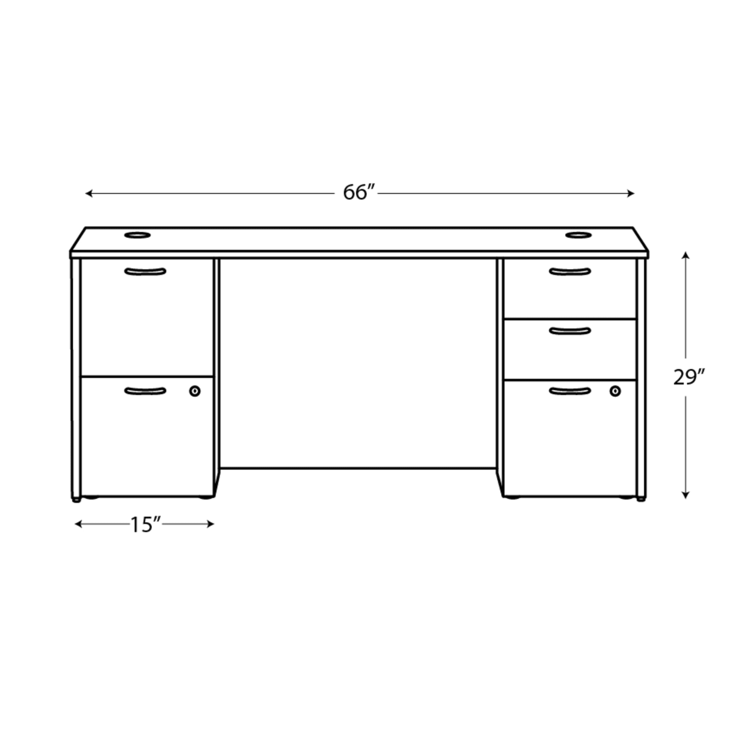 HON Mod 66inW Computer Desk, Desert Oak - Image 3