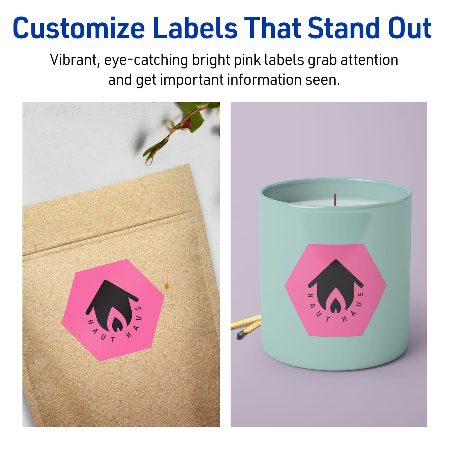 Avery Print-To-The-Edge Labels With Sure Feed Technology, 94121-BPP80, Hexagon, 2-1/2in x 2-57/64in, Matte Bright Pink, Pack of 480 - Image 4