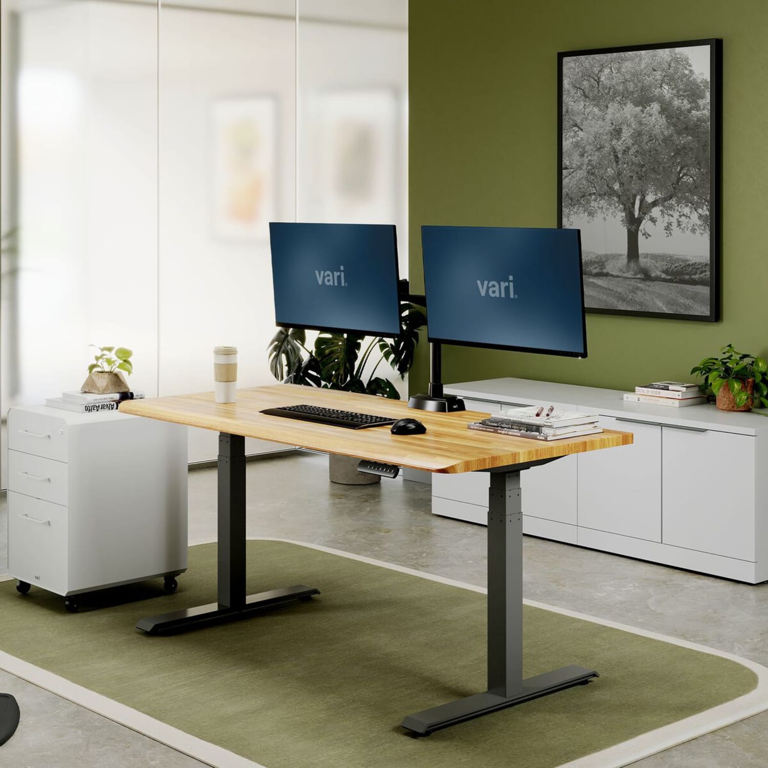 VARI Electric Standing Desk With ComfortEdge, 60inW, Butcher Block - Image 3