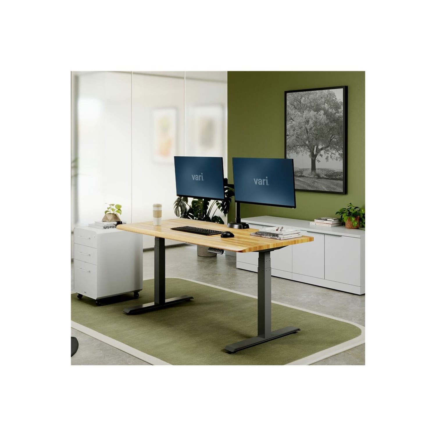 VARI Electric Standing Desk With ComfortEdge, 60inW, Butcher Block - Image 5