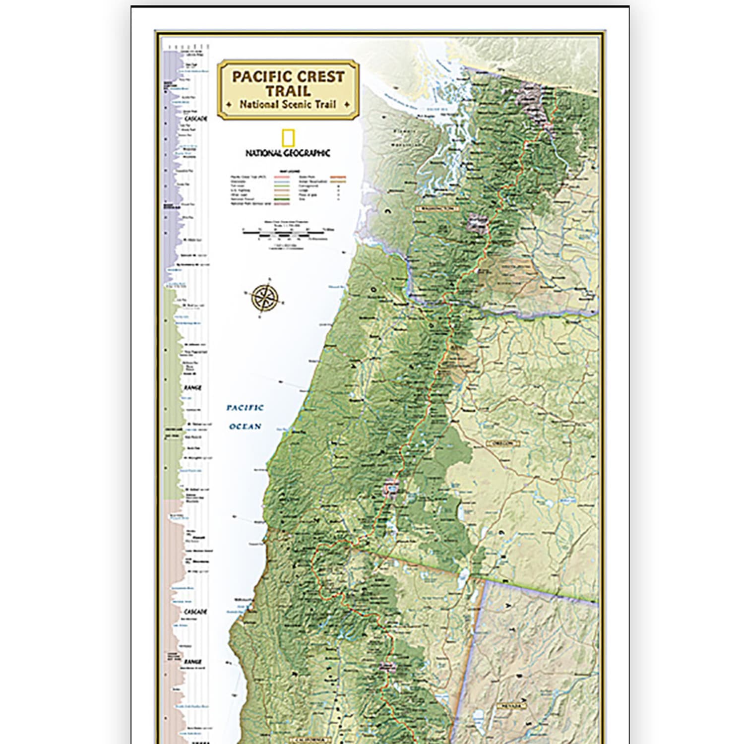 National Geographic Pacific Crest Trail Map, Laminated, 18in x 48in - Image 3