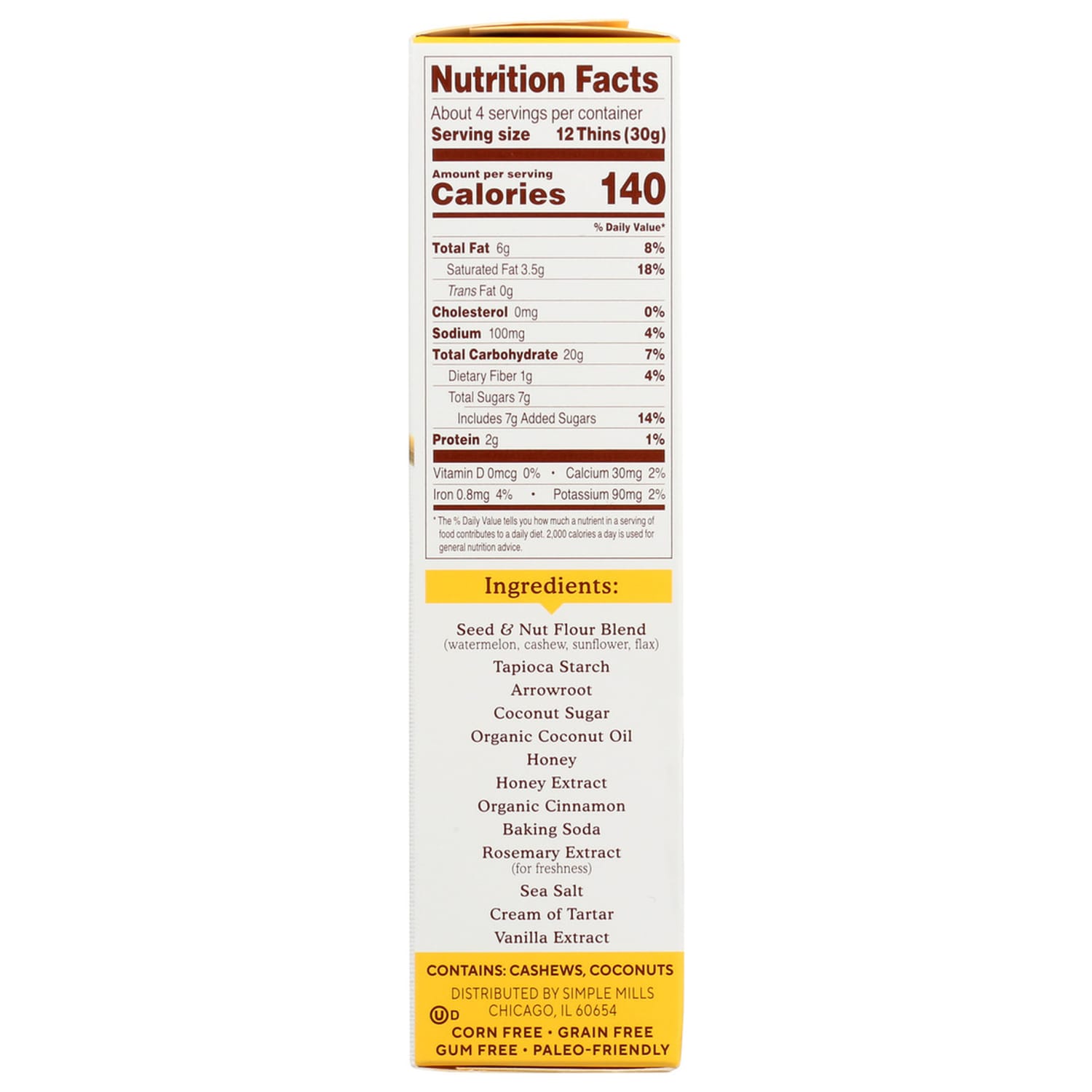 Simple Mills Seed And Nut Flour Sweet Thins, Honey Cinnamon, 4.25 Oz, Total Qty 6 - Image 3