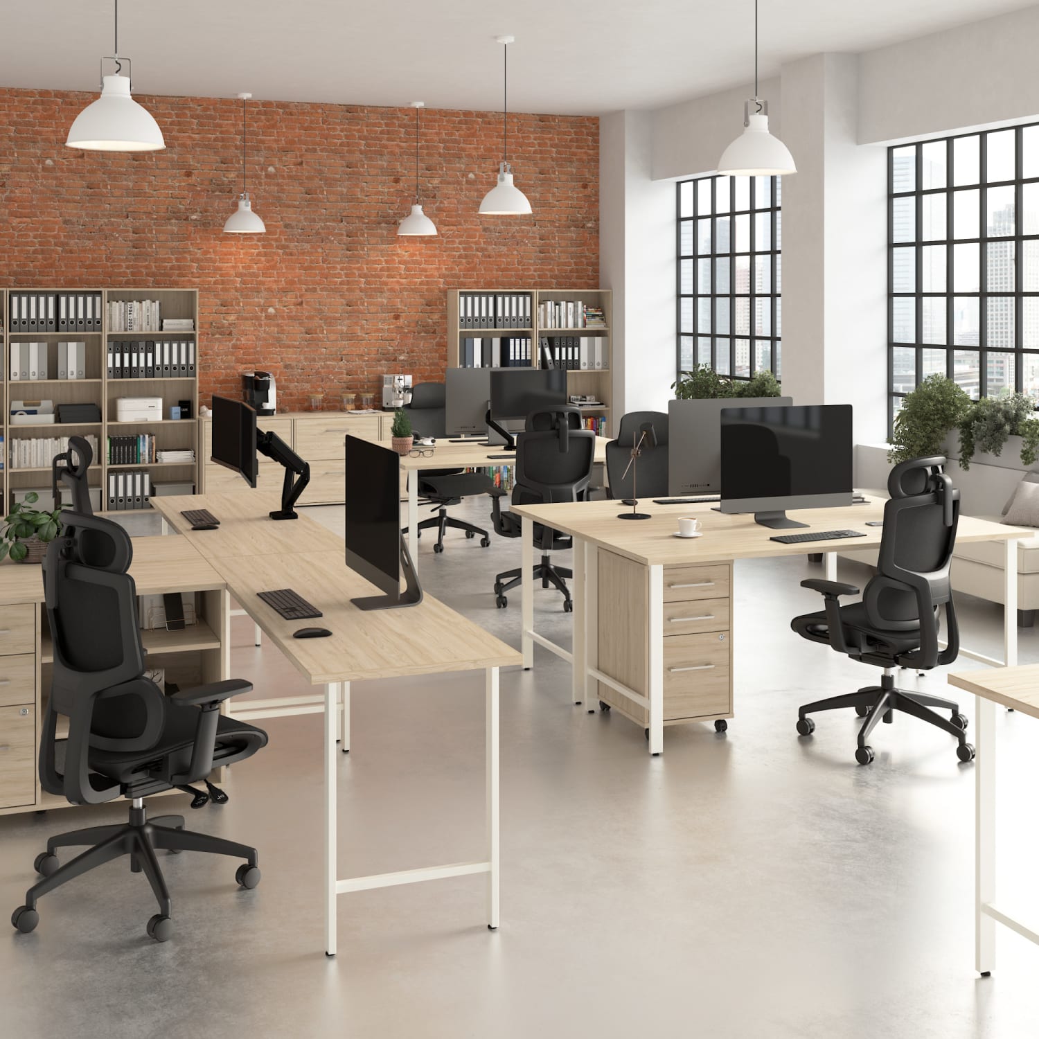 Bush Business Furniture Hustle 60inW Computer Desk and Storage Cabinet with Drawers and Shelves, Natural Elm, Standard Delivery Service - Image 4