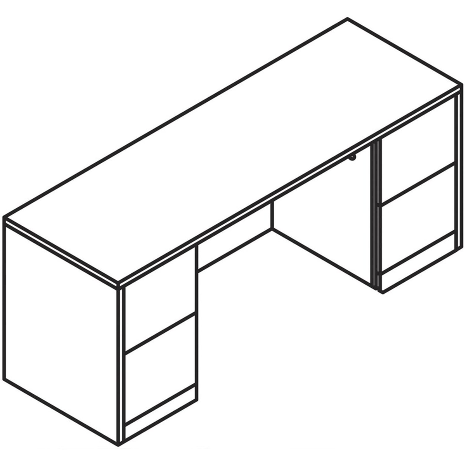 HON 10500 72inW 4-Drawer Pedestal Computer Desk, Sterling Ash - Image 5
