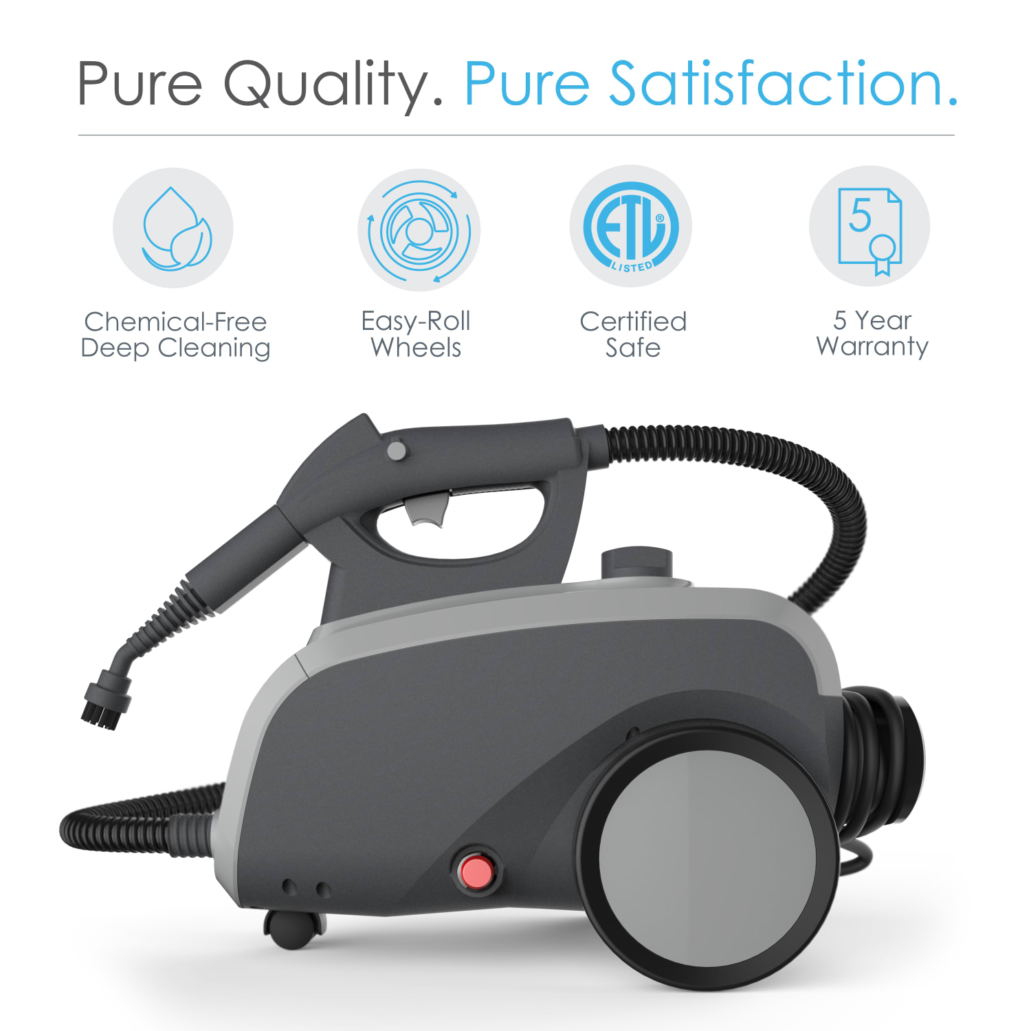 Pure Enrichment PureClean XL 1500W Rolling Portable Steam Cleaner, 1.5 L - Image 4