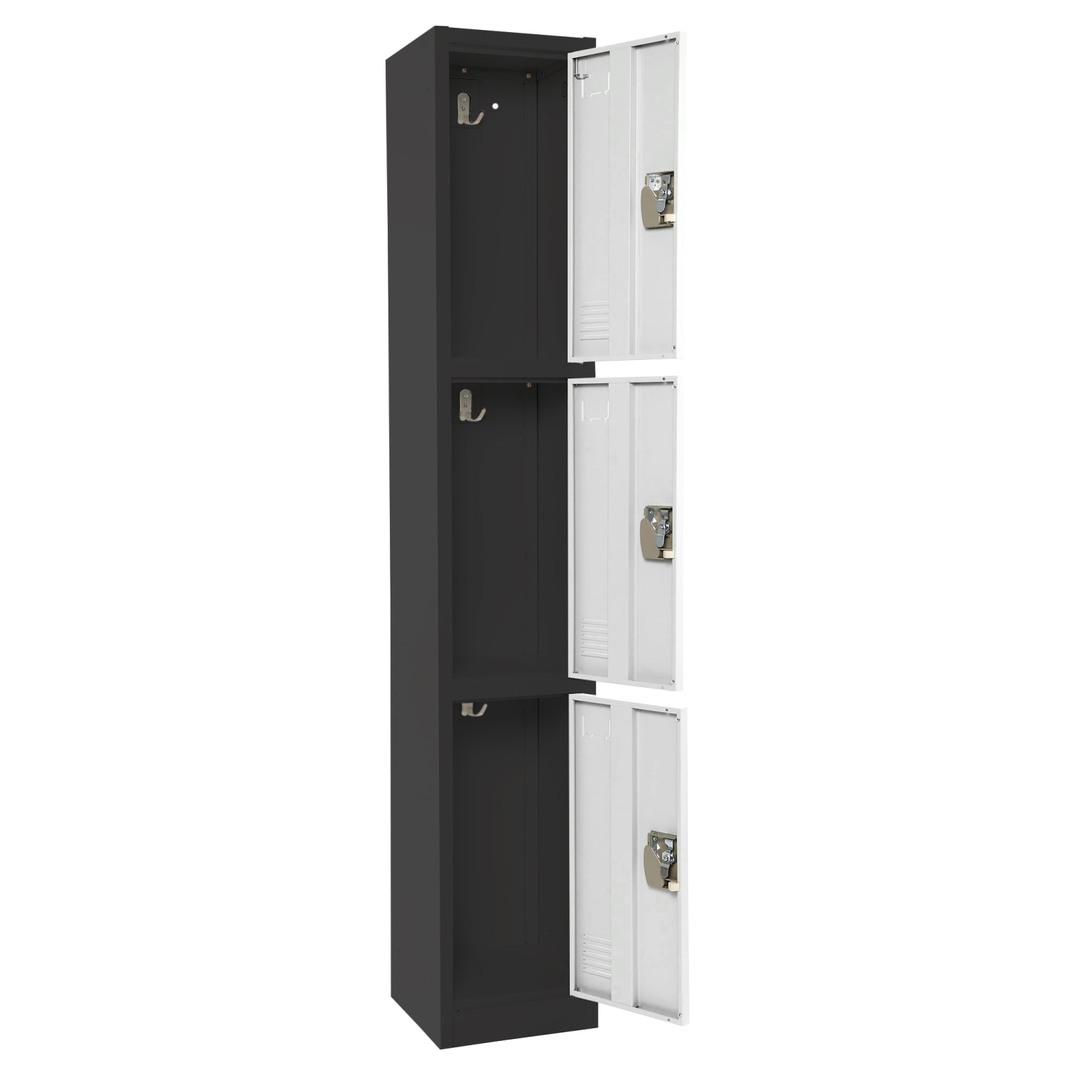Alpine Large 3-Tier Steel Locker, 72inH x 12inW x 12inD, Black/White - Image 4