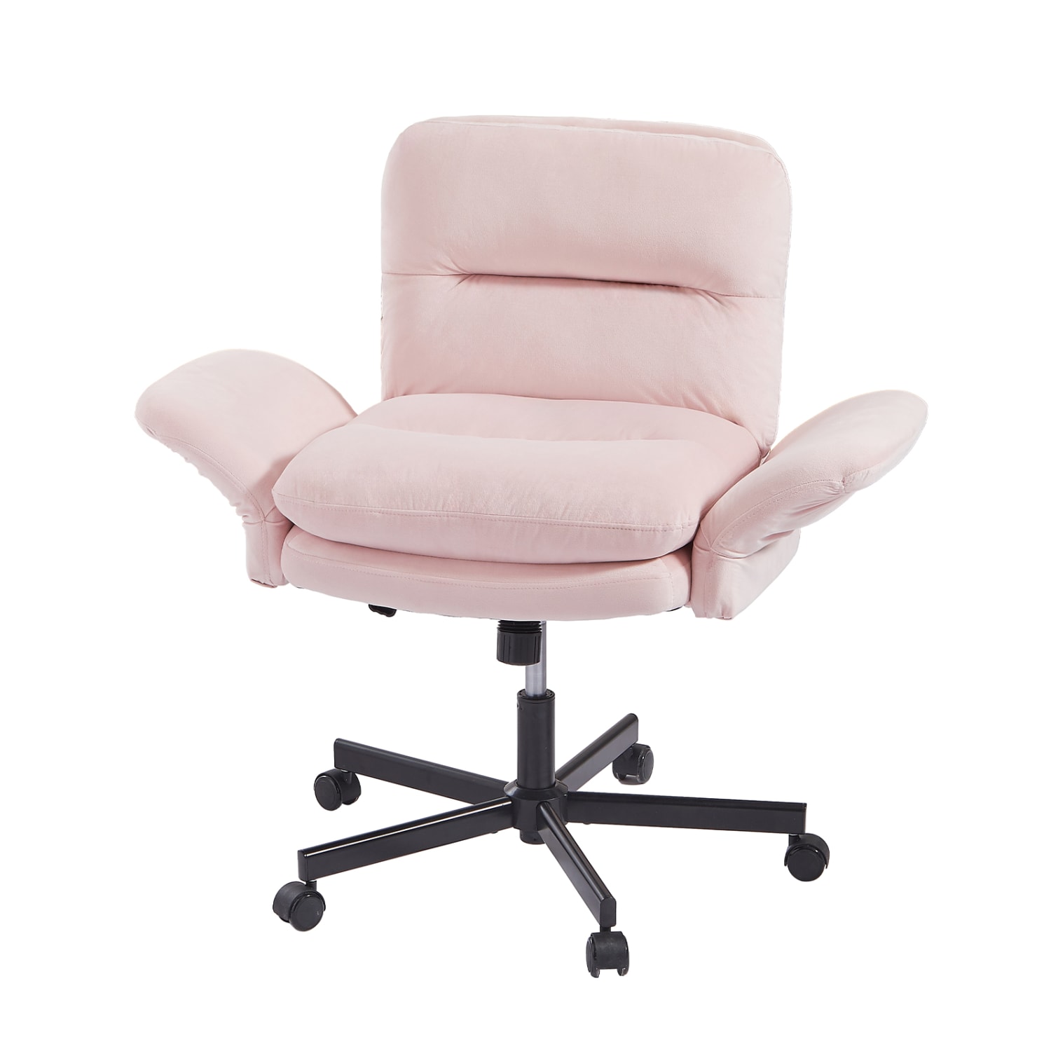 Bestier Ergonomic Velour Mid-Back Swivel Executive Task Chair, Pink - Image 3