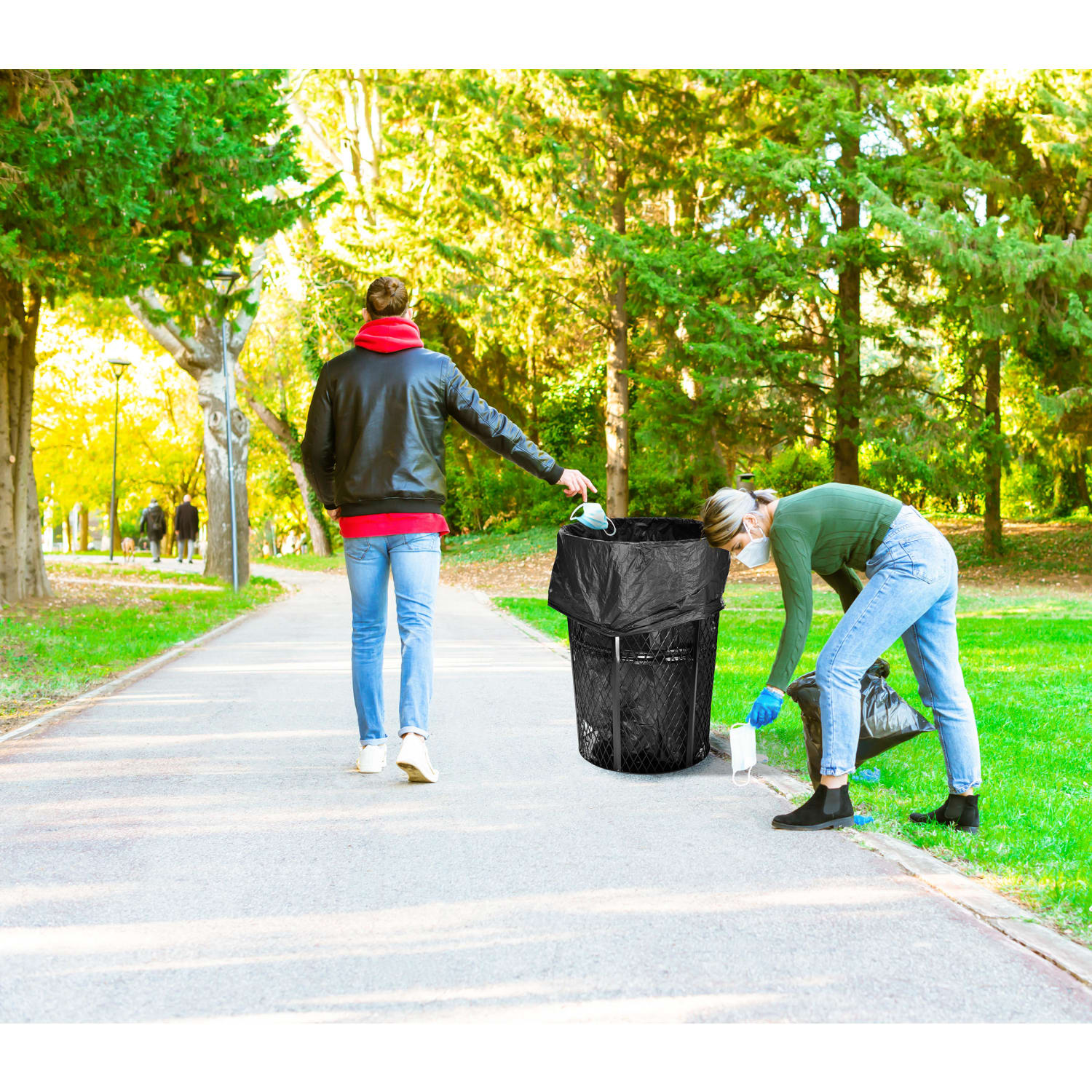 Alpine 48-Gallon Outdoor Trash Receptacle, Black - Image 6