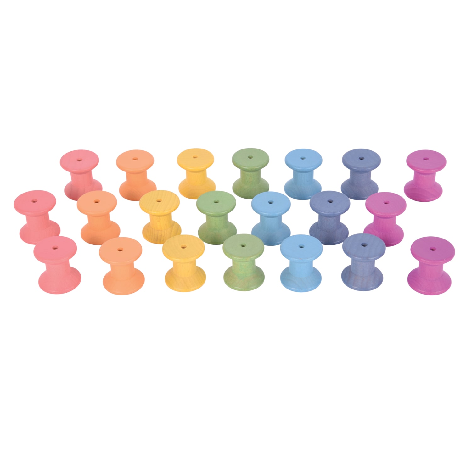 TickiT Rainbow Wooden Spools, Assorted Colors, Set Of 21 Spools