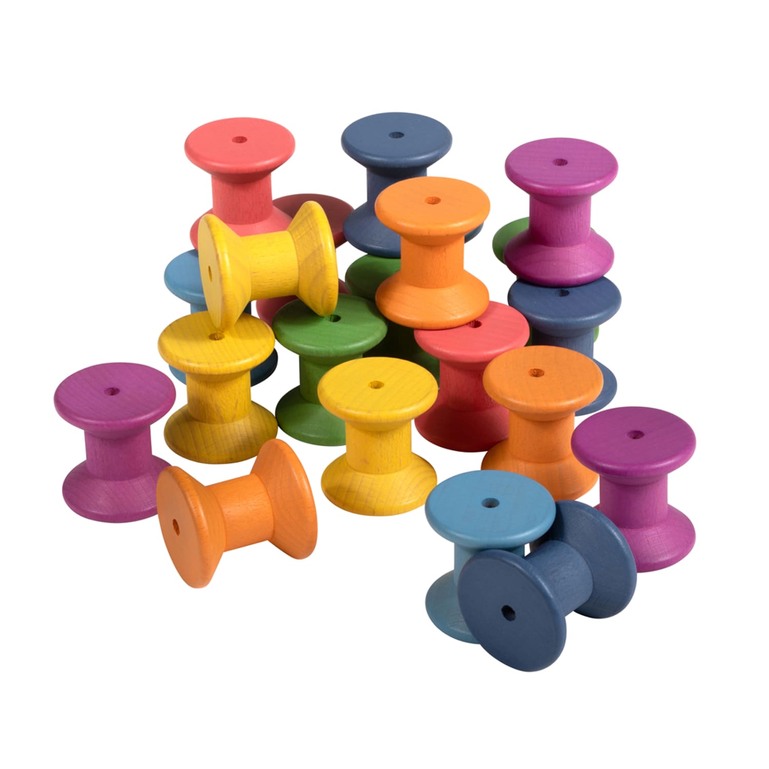 TickiT Rainbow Wooden Spools, Assorted Colors, Set Of 21 Spools - Image 3