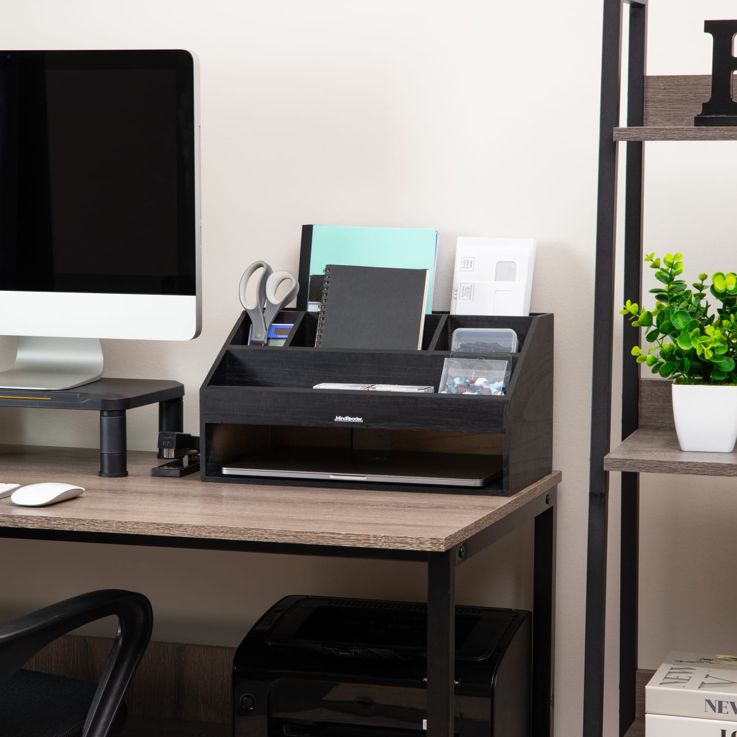 Mind Reader Desk Organizer, 8-1/2inH x 9-1/2inW x 16-1/4inD, Black - Image 3