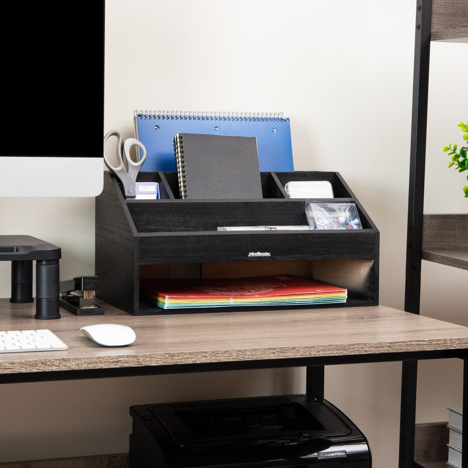 Mind Reader Desk Organizer, 8-1/2inH x 9-1/2inW x 16-1/4inD, Black - Image 6