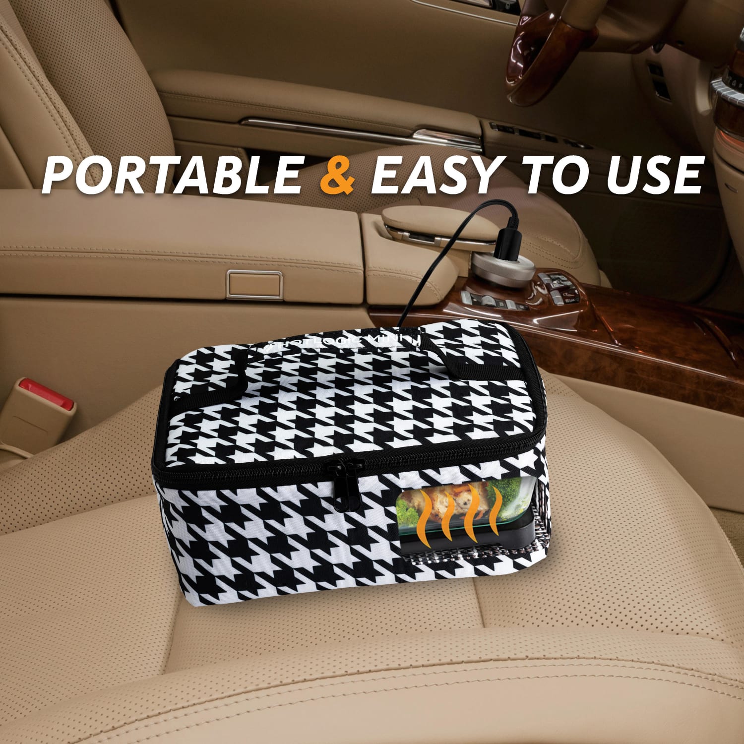 HOTLOGIC Portable Personal 12V Mini Oven, Houndstooth - Image 3