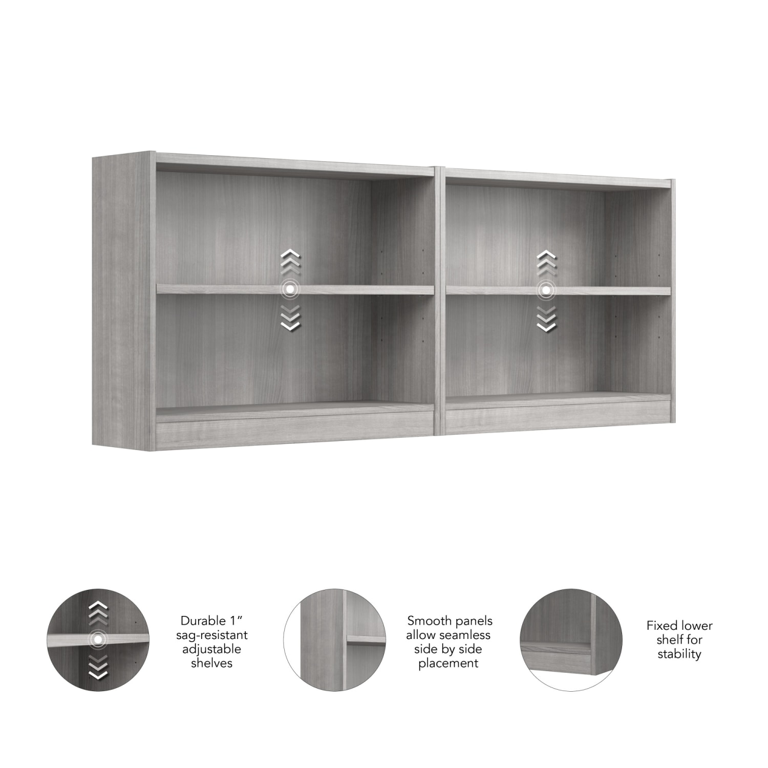 Bush Furniture 30inH Universal Small 2 Shelf Bookcase - Set of 2, Platinum Gray, Standard Delivery - Image 6