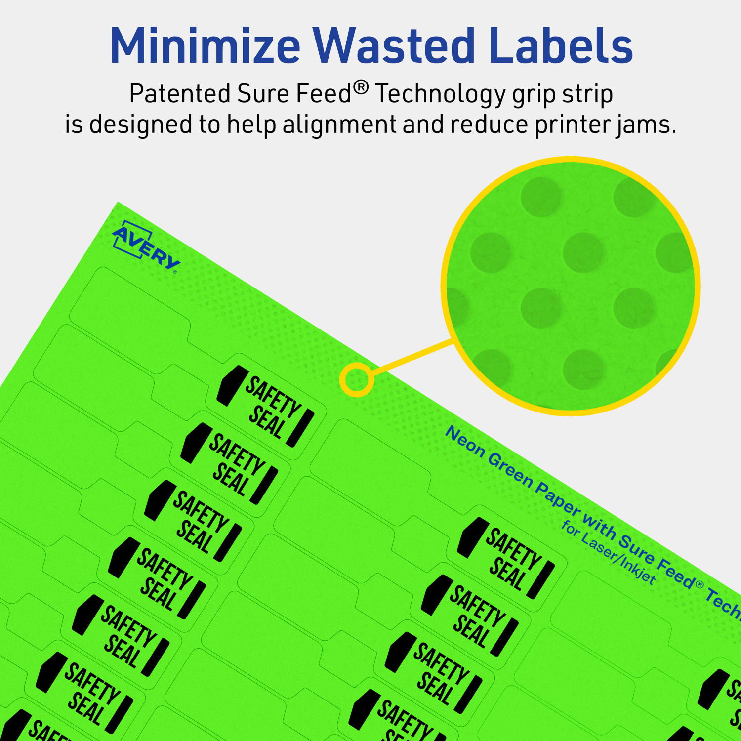 Avery Printable Labels With Sure Feed Technology, 94749-NGP80, Barbell, 1/2in x 2-1/2in, Matte Neon Green, Pack of 3600 - Image 5