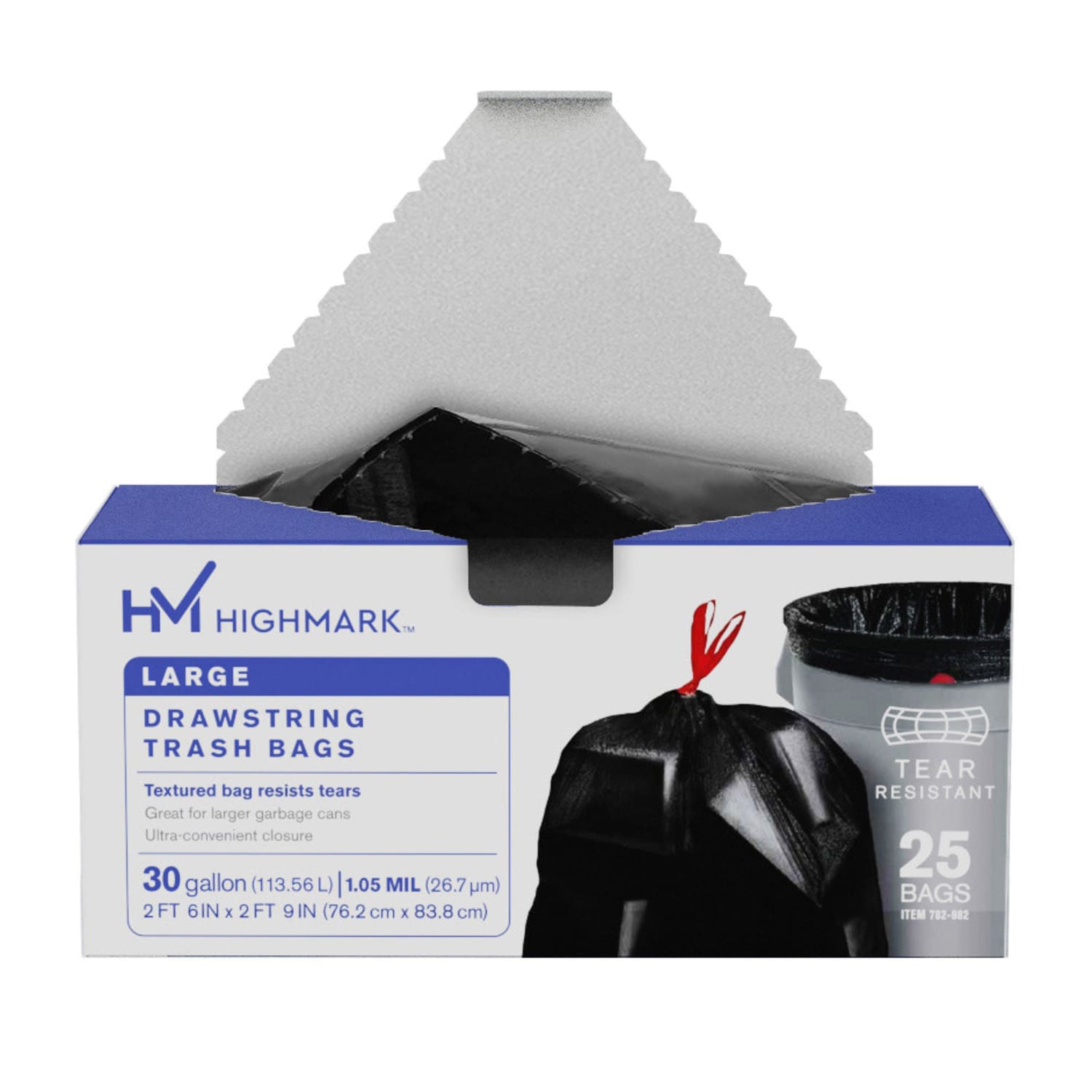 Highmark Large Drawstring Trash Bags, 30 Gallon, Black, Box Of 25 - Image 6
