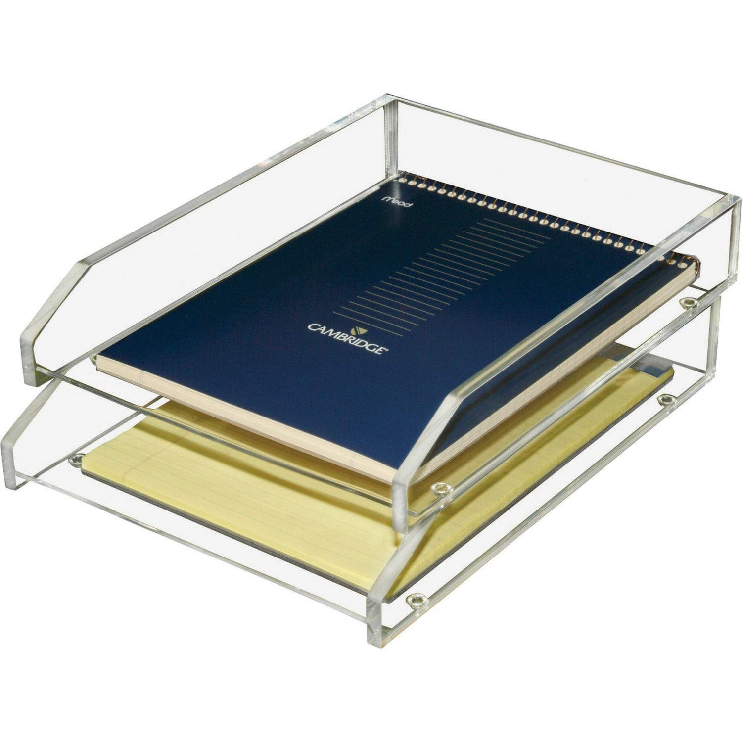 Kantek 2-Tier Letter Trays, 2-1/2inH x 10-1/2inW x 13-3/4inD, Clear, Pack Of 2 Trays - Image 3