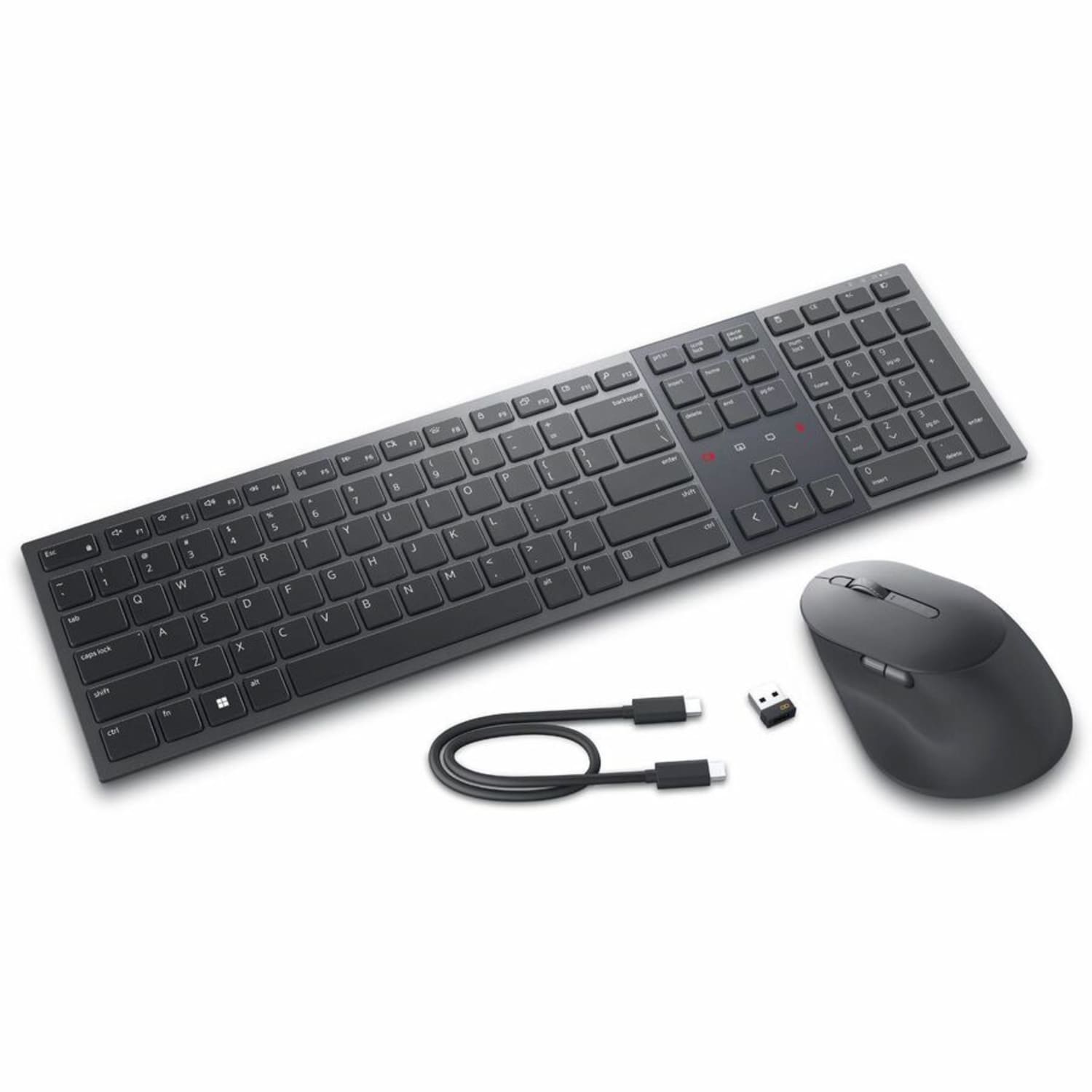 Dell Premier KM900 Keyboard and Mouse - USB Type A Scissors Wireless Bluetooth/RF 5.1 2.40 GHz Keyboard - Graphite - USB Type A Wireless Bluetooth/RF Mouse - 8000 dpi - 7 Button - Scroll Wheel - Graphite - Image 3