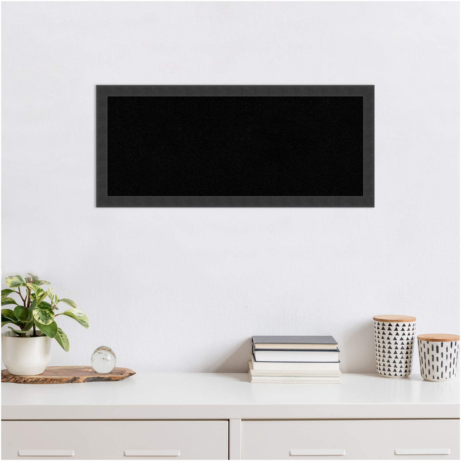Amanti Art Cork Bulletin Board, 32in x 14in, Black, Mezzanotte Black Wood Frame - Image 3