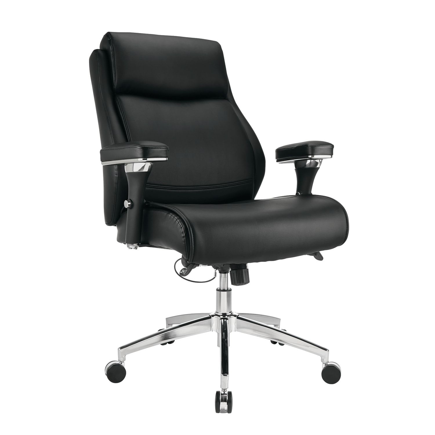 Realspace® Modern Comfort Keera Bonded Leather Mid Back Managers Chair OnyxChrome PopularChairscom
