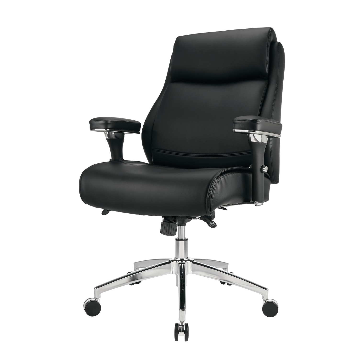 Realspace® Modern Comfort Keera Bonded Leather Mid-Back Manager's Chair, Onyx/Chrome - Image 4