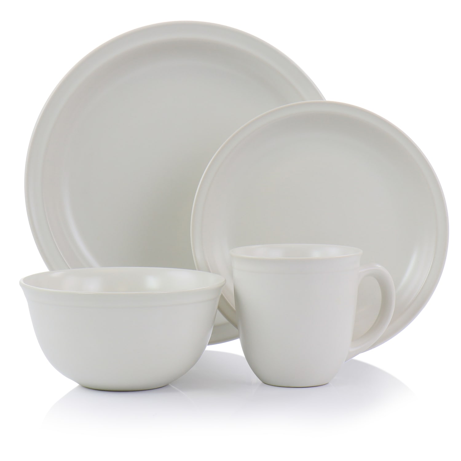 Gibson Home 16-Piece Siam Stoneware Dinnerware Set, White - Image 3
